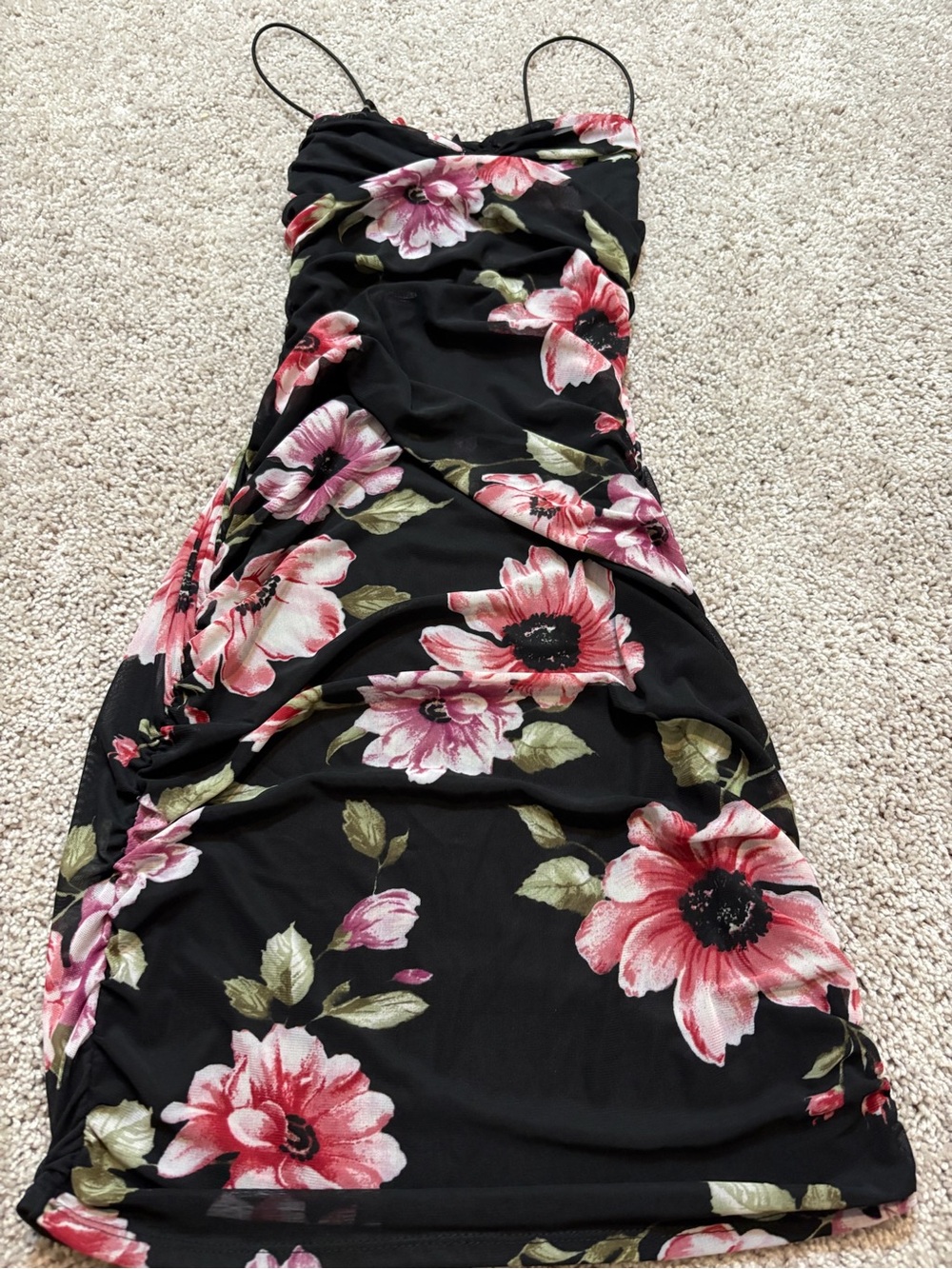 Rue21 Black Mini Dress with Pink Floral Print